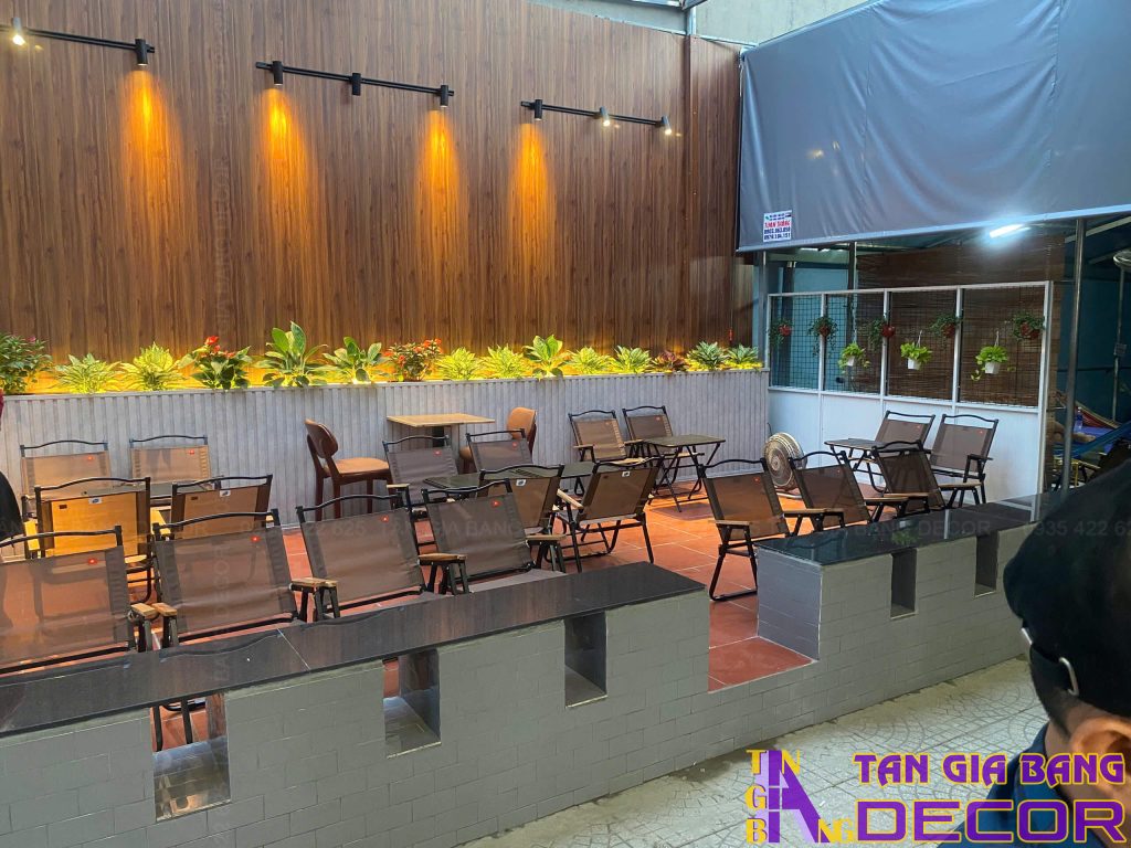 Thi công quán cà phê Ngọc Thanh tại Bình Dương 6 hoan thien khu vuc ngoai troi quan ca phe ngoc thanh