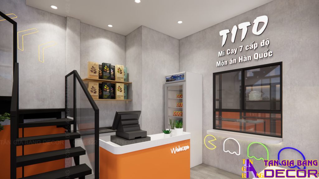 Thiết kế quán mì cay Tito ở Quận 8 3 Kệ trưng bày quán mì cay Tito ở Quận 8