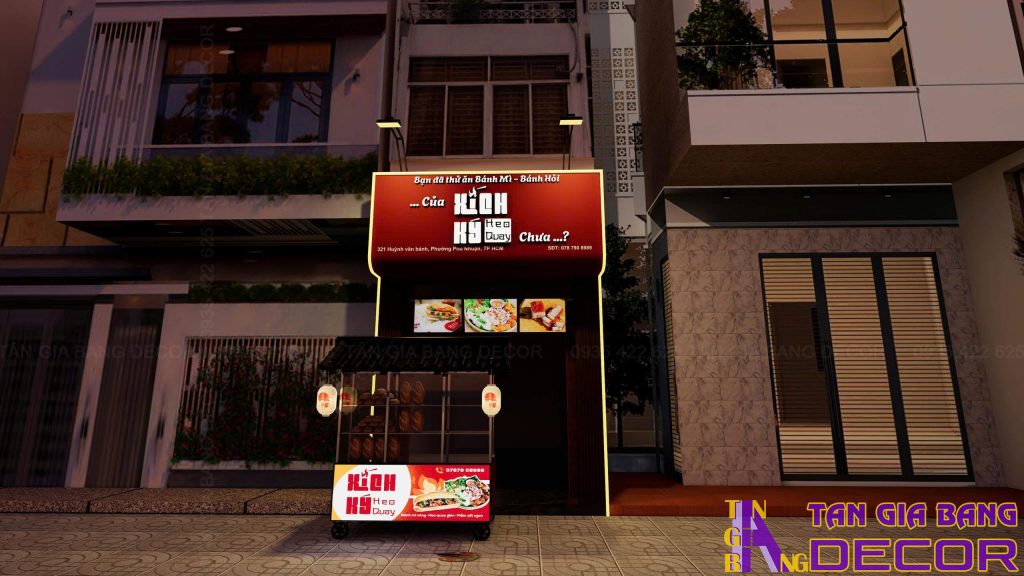 Thiết kế quán bánh mì Xích Ký màu đỏ hiện đại 8 Không gian quán Xích Ký chi nhánh Phú Nhuận