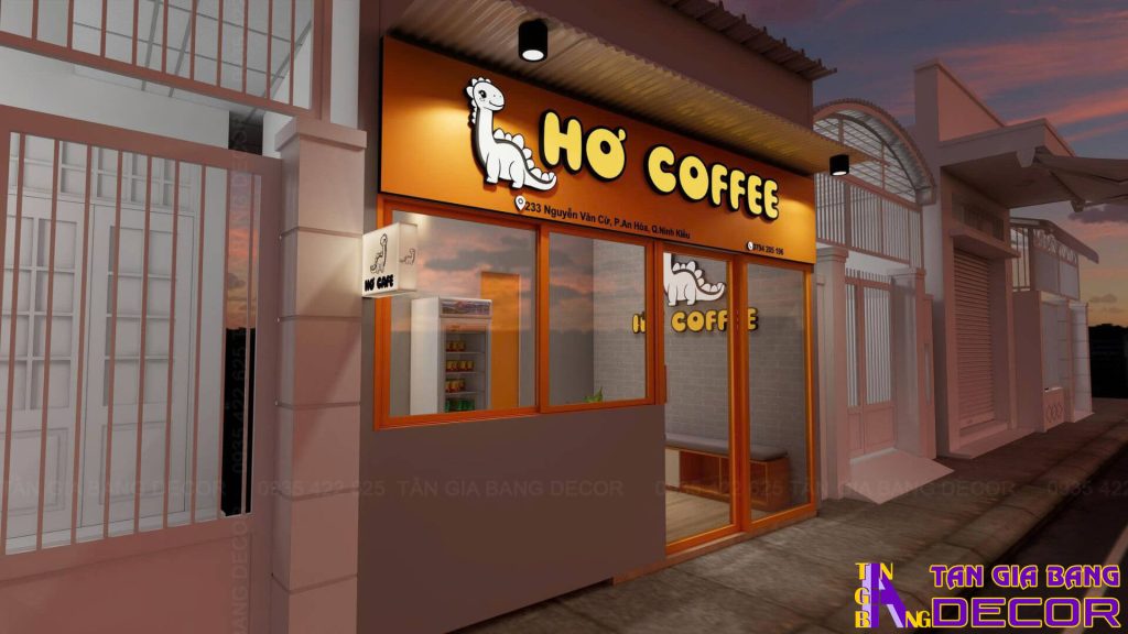 Thiết kế bảng hiệu quán cà phê Hơ