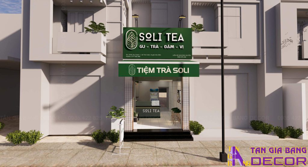 Thiết kế bảng hiệu tiệm trà Soli ở Hóc Môn