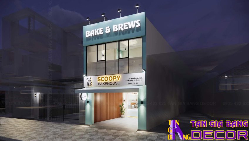 Thiết kế quán cà phê và tiệm bánh Scoopy Bakehouse ở Bình Dương