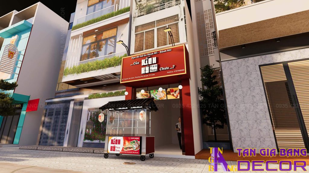 Thiết kế quán bánh mì Xích Ký màu đỏ hiện đại 7 Thiết kế quán Xích Ký chi nhánh Phú Nhuận