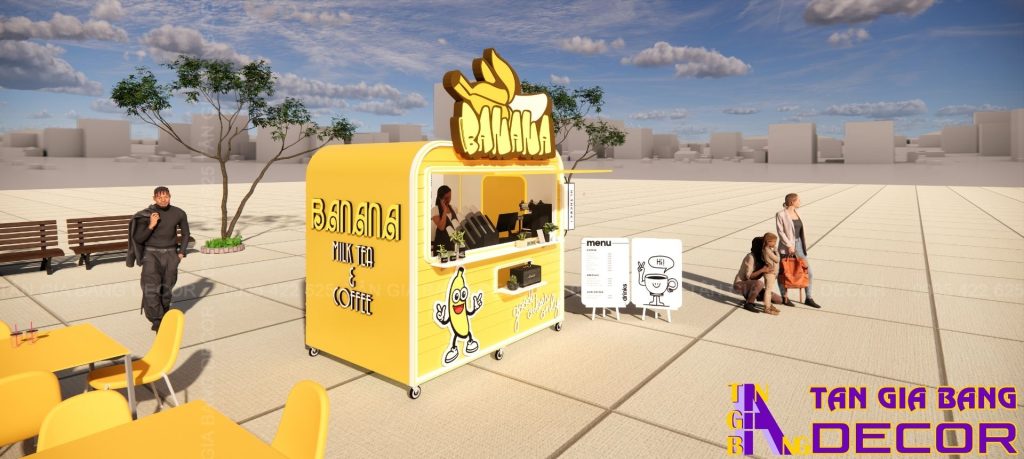 Thiết kế quầy kiot banana milk tea coffee