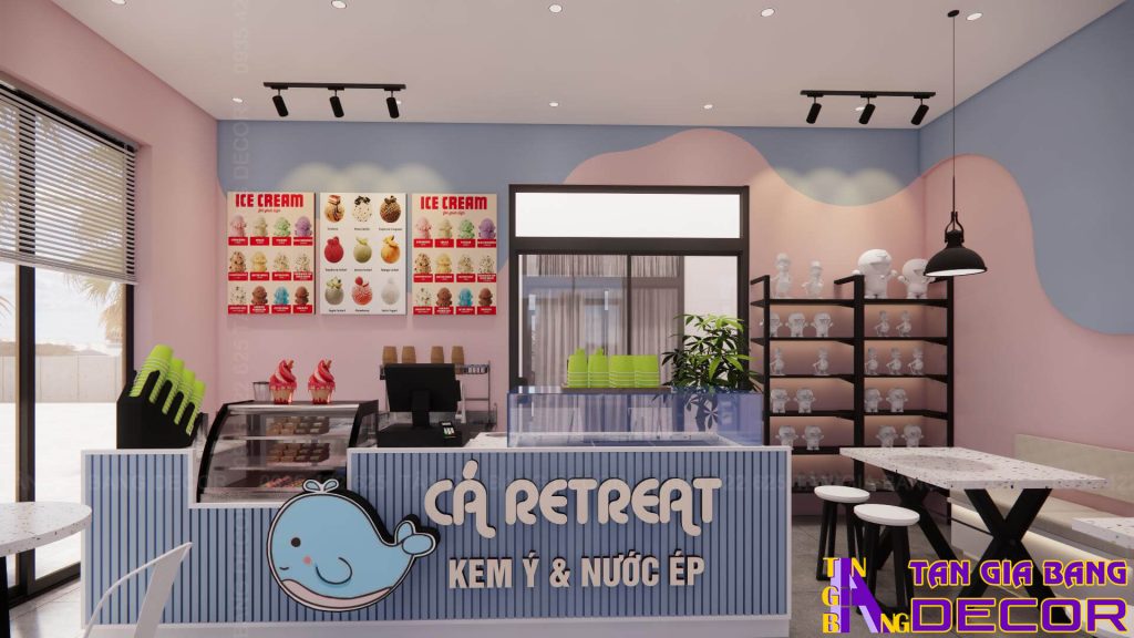 Thiết kế quầy order quán kem nước ép Cá Retreat