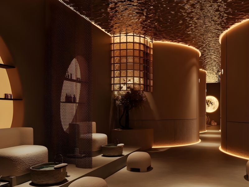 Thiết kế spa gội đầu dưỡng sinh mini phong cách cổ điển 