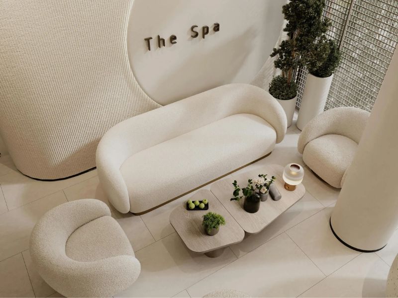 Thiết kế spa gội đầu dưỡng sinh mini phong cách tối giản