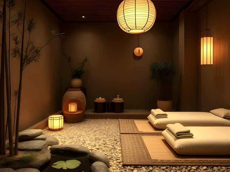 Thiết kế spa gội đầu dưỡng sinh mini phong cách Trung Hoa