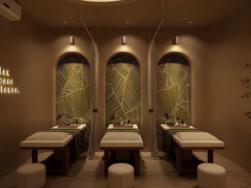 Thiết kế spa gội đầu dưỡng sinh mini phong cách vintage 