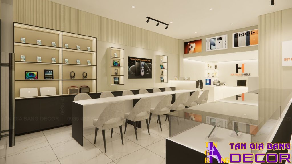 Thiết kế nội thất shop điện thoại Huy Hoàng tại Bình Thạnh 4 Khu vực tư vấn cửa hàng điện thoại Huy Hoàng