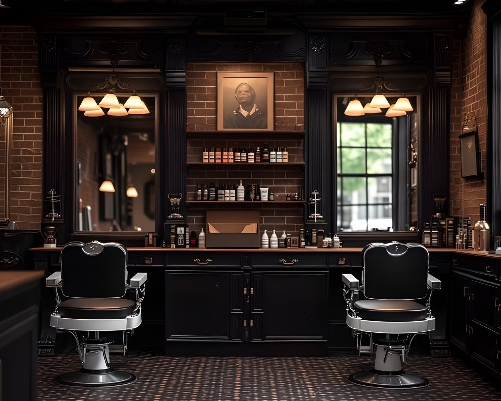 Mẫu thiết kế tiệm tóc nam nhỏ đẹp phong cách barber Mỹ