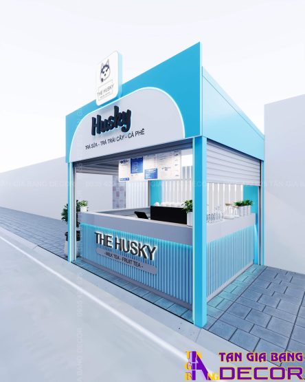 Nội thất quầy kiosk trà sữa The Husky tại Nhơn Trạch