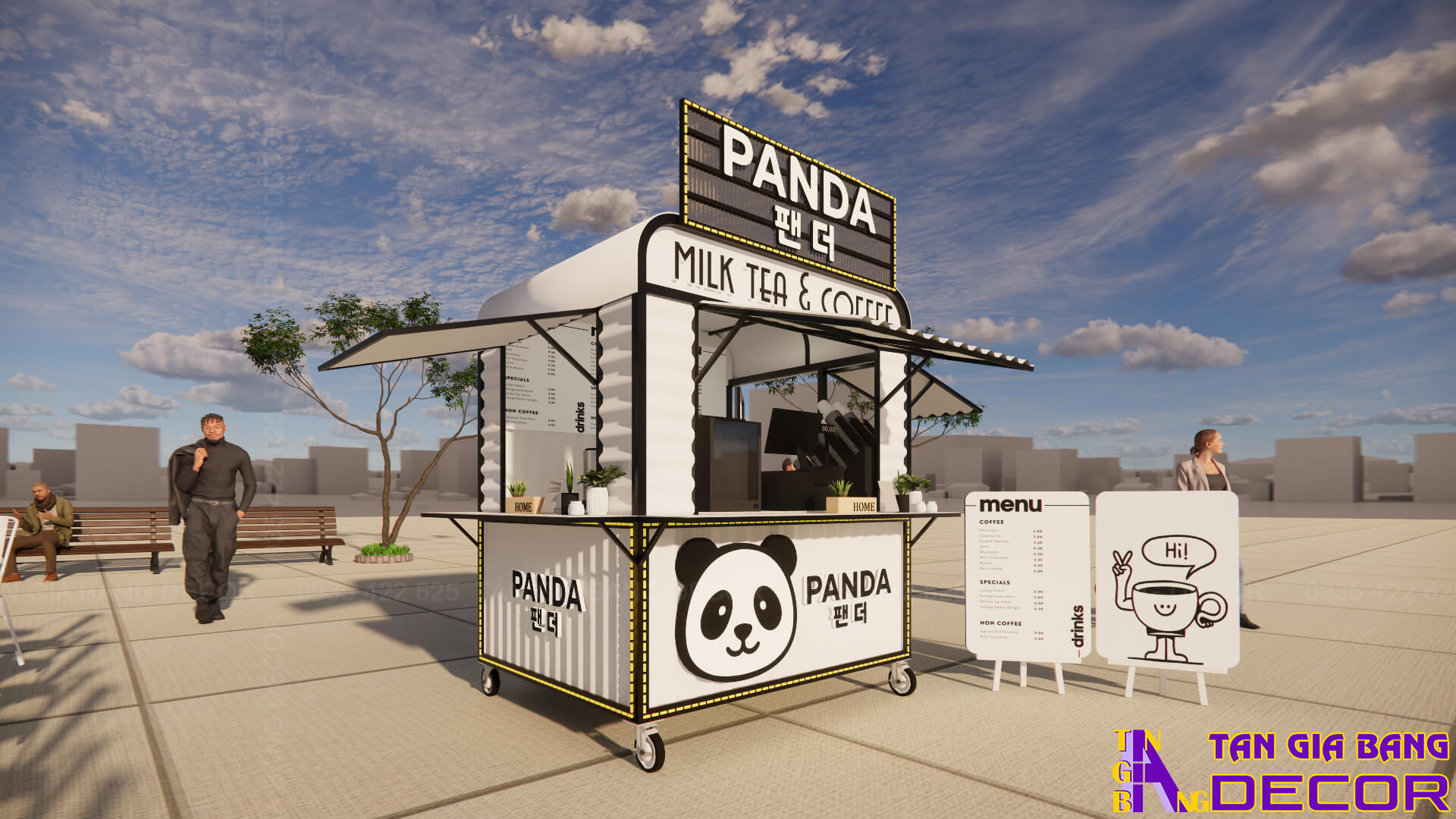 Nội thất quầy kiot trà sữa Panda