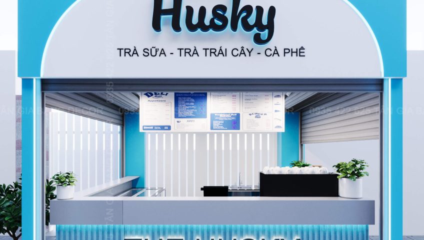 Thiết kế quầy kiosk trà sữa The Husky tại Nhơn Trạch