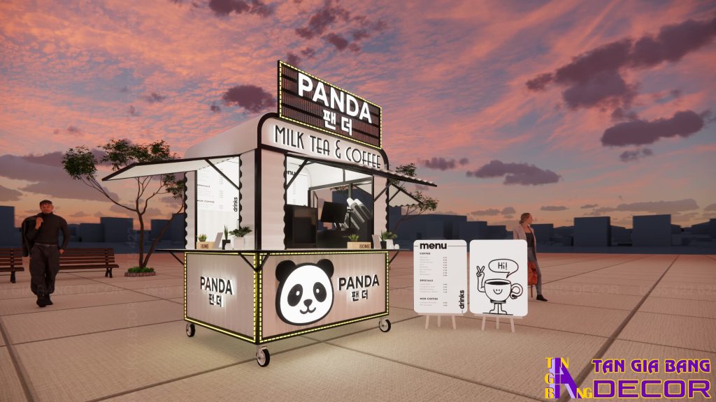 Thiết kế quầy kiot trà sữa Panda