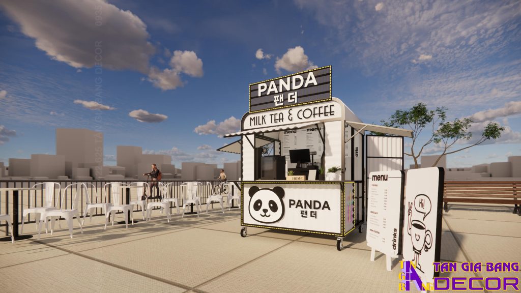 Thiết kế quầy trà sữa cà phê Panda