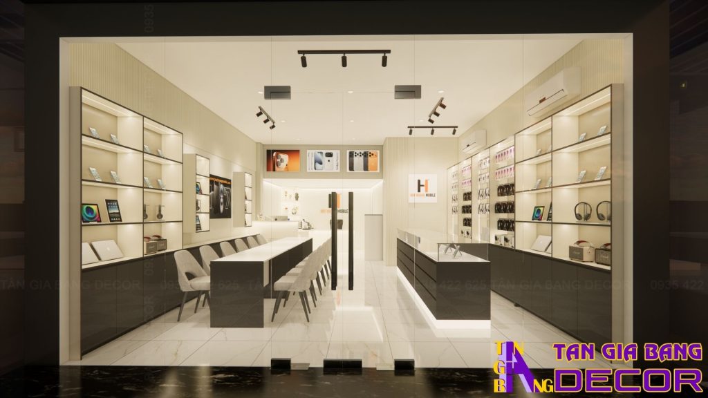 Thiết kế nội thất shop điện thoại Huy Hoàng tại Bình Thạnh 2 Thiết kế shop điện thoại hiện đại Huy Hoàng