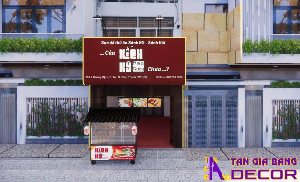 Thiết kế quán bánh mì Xích Ký màu đỏ hiện đại 5 Thiết kế và thi công tiệm bánh mì Xích Ký ở Bình Thạnh