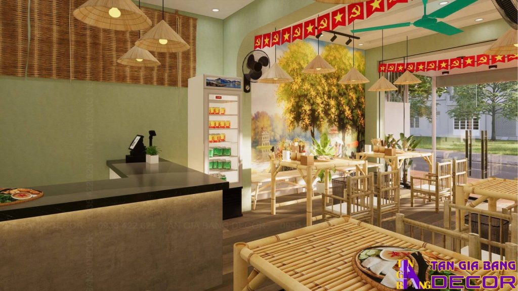 Thiết kế quán bún đậu Mạnh Liên ở Vĩnh Phúc 3 Bố trí bàn ghế quán bún đậu Mạnh Liên ở Vĩnh Phúc