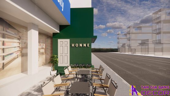 Không gian bàn ghế quán cafe HONNE ở Tân Bình