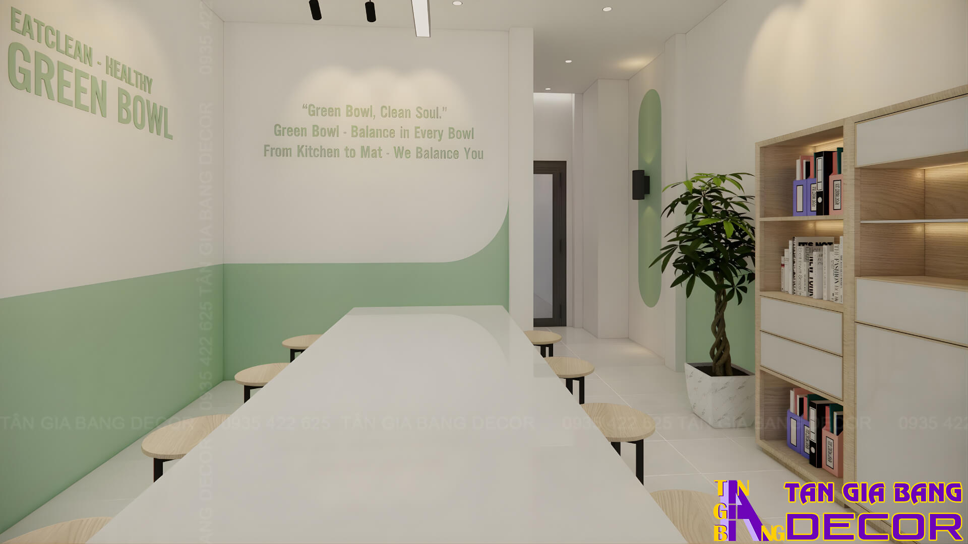 Thiết kế không gian tầng 2 trung tâm Pilates Green Bowl