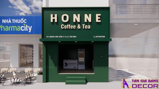 Thiết kế mặt tiền quán cafe take away HONNE