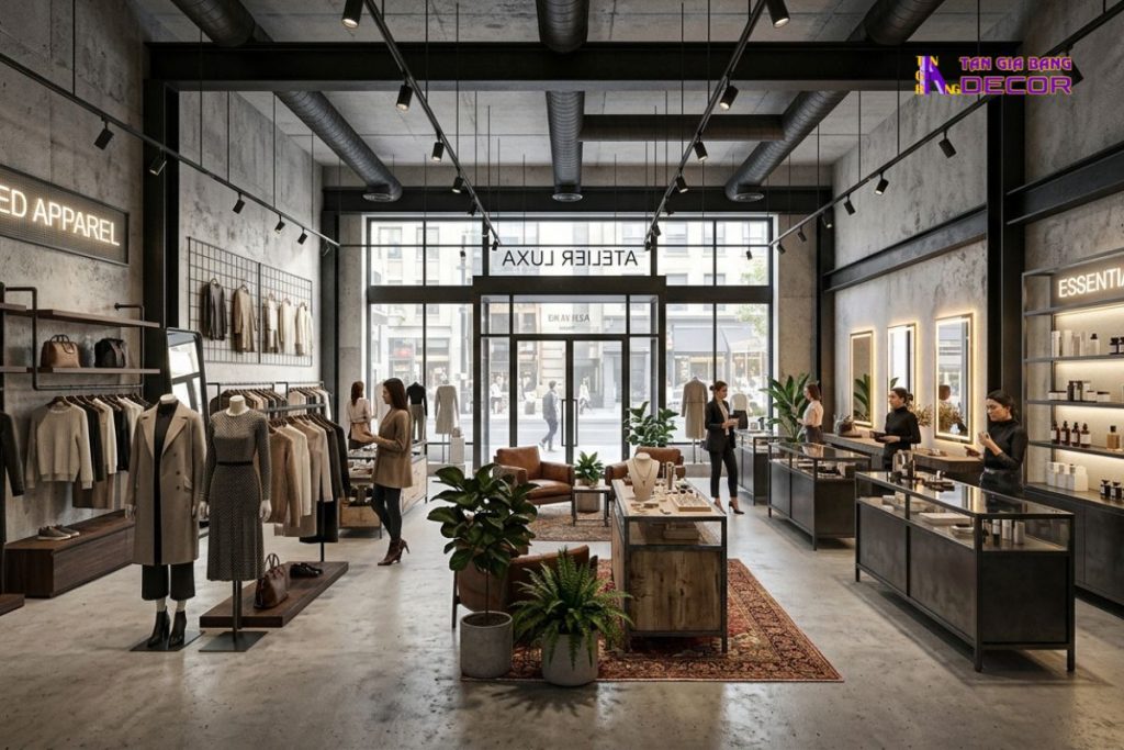 Cẩm nang toàn diện: Thiết kế & Thi công nội thất Showroom 12 Showroom Cá tính (Industrial/Boutique)