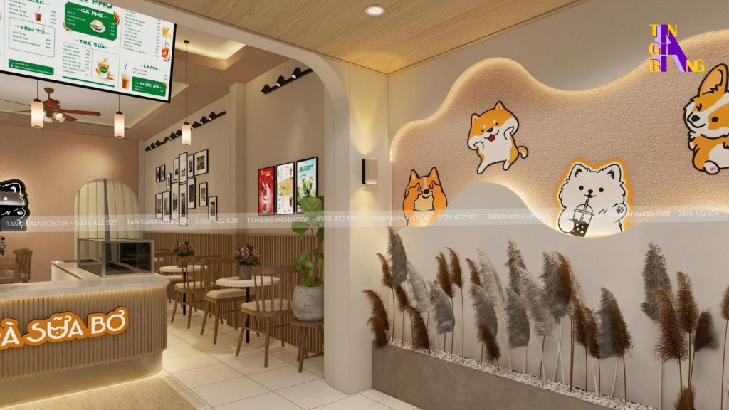 Decor nội thất Quán trà sữa Bơ tại Bình Thạnh 1 decor noi that quan tra sua bo 2