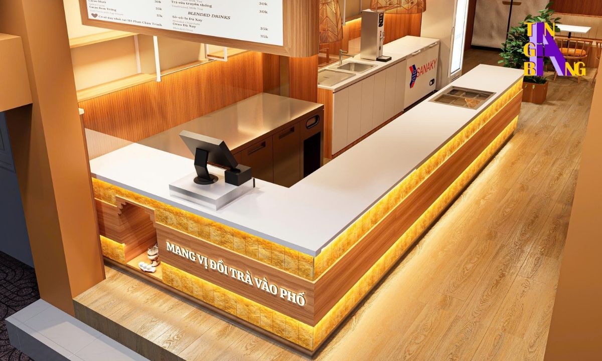 20+ Mẫu thiết kế quầy pha chế - Chuẩn công năng cho Quán Cafe, Trà Sữa 2 Mẫu thiết kế quầy cafe, trà sữa - Mẫu 1
