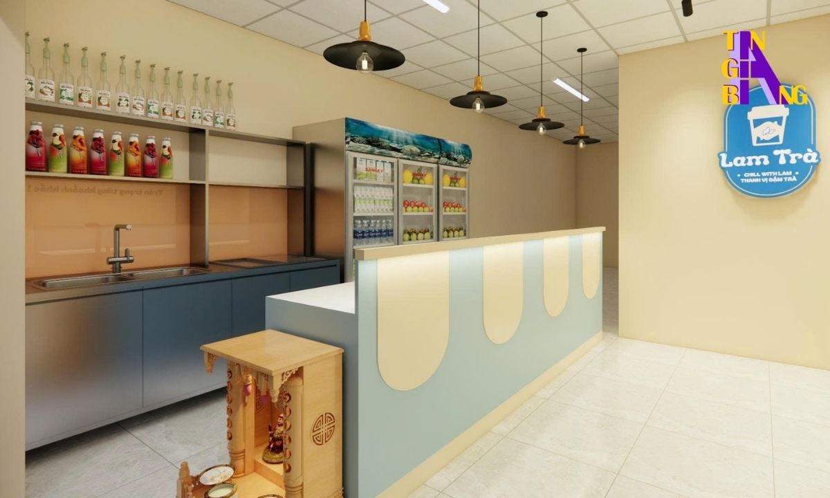 20+ Mẫu thiết kế quầy pha chế - Chuẩn công năng cho Quán Cafe, Trà Sữa 14 Mẫu thiết kế quầy cafe, trà sữa - Mẫu 13