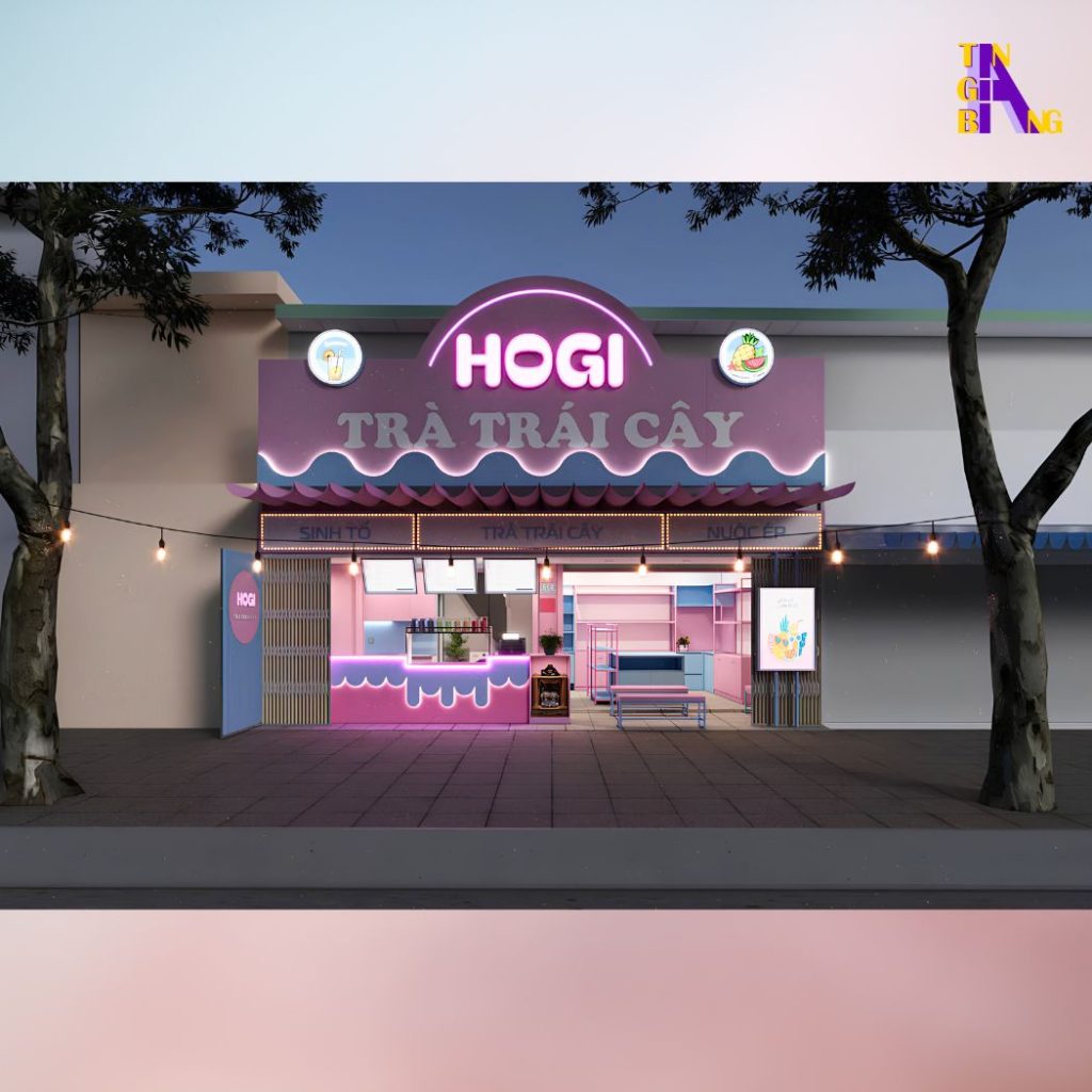 Thiết kế nội thất Quán trà sữa HOGI tại Bình Thạnh 2 decor quan tra trai cay hogi 2