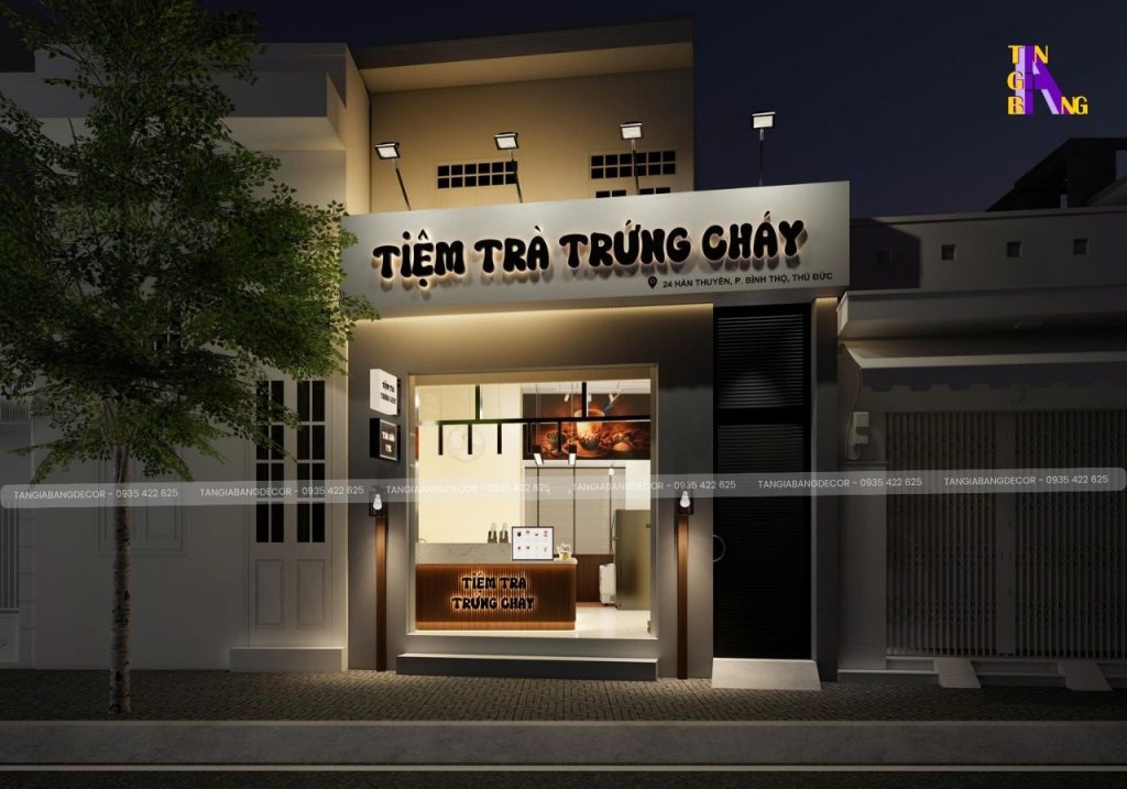 decor tiem tra trung chay