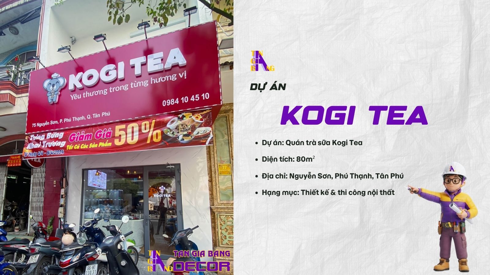 Thi công quán trà sữa KOGI TEA tại Tân Phú 1 du an thi cong kogi tea