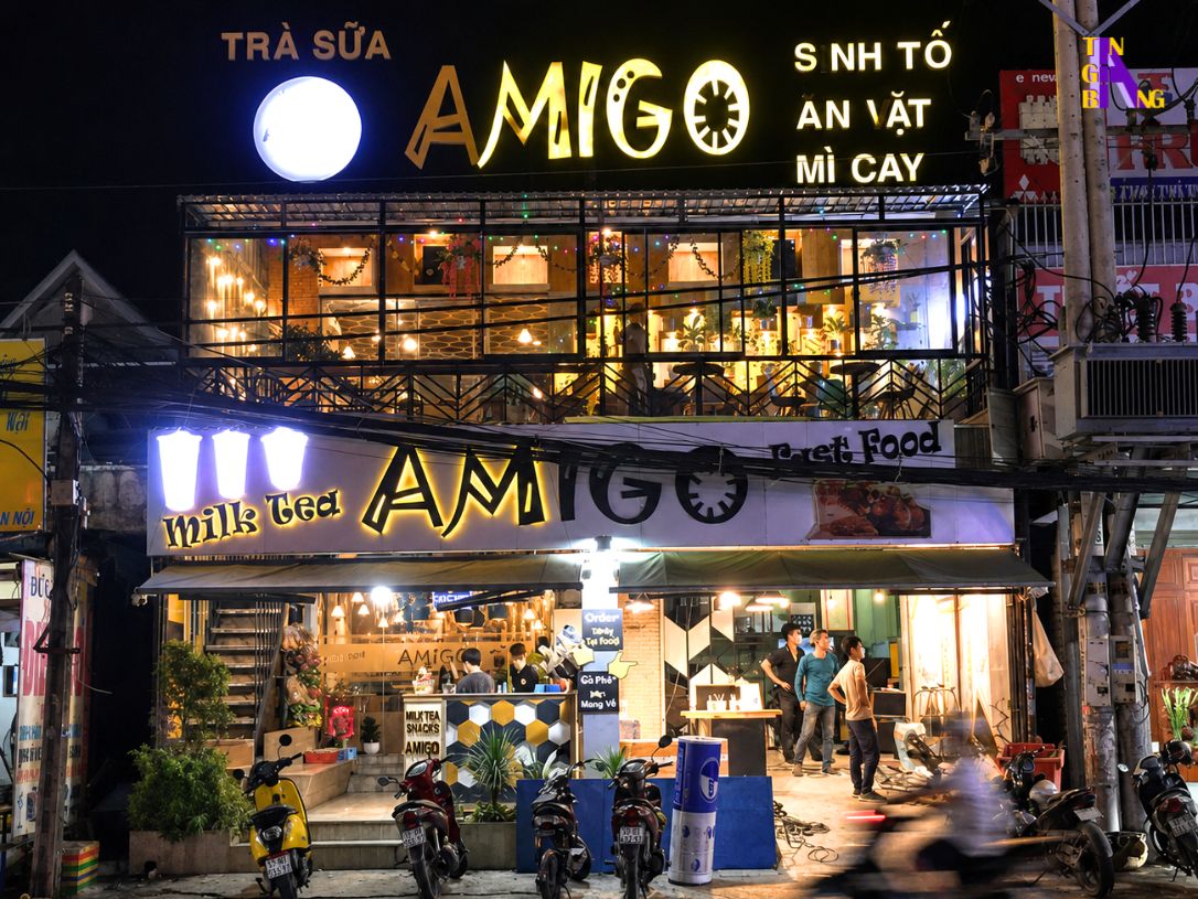 Thi công hoàn thiện quán trà sữa AMIGO tại Bình Dương 1 thi cong noi that quan tra sua amigo