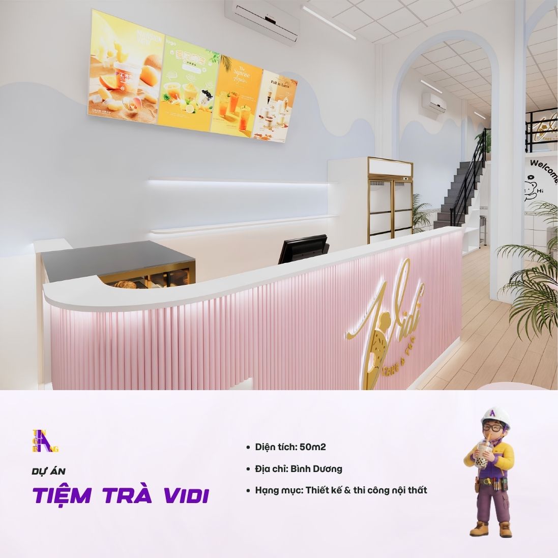 Thi công tiệm bánh và trà Vidi tại Bình Dương 1 thi cong tiem tra vidi