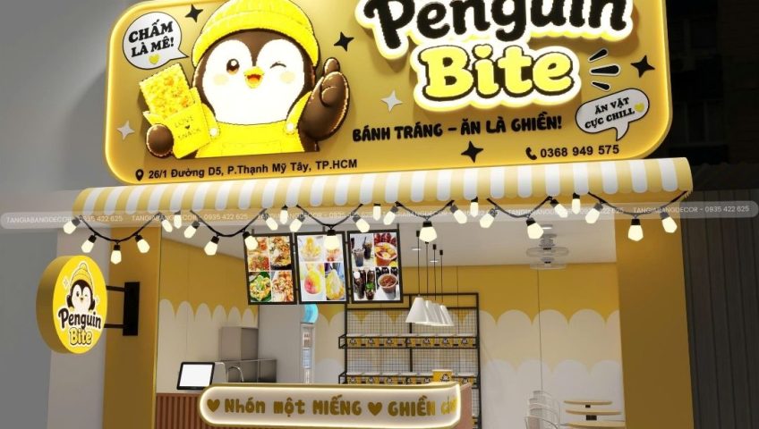 thiet ke quan an vat Penguin Bite