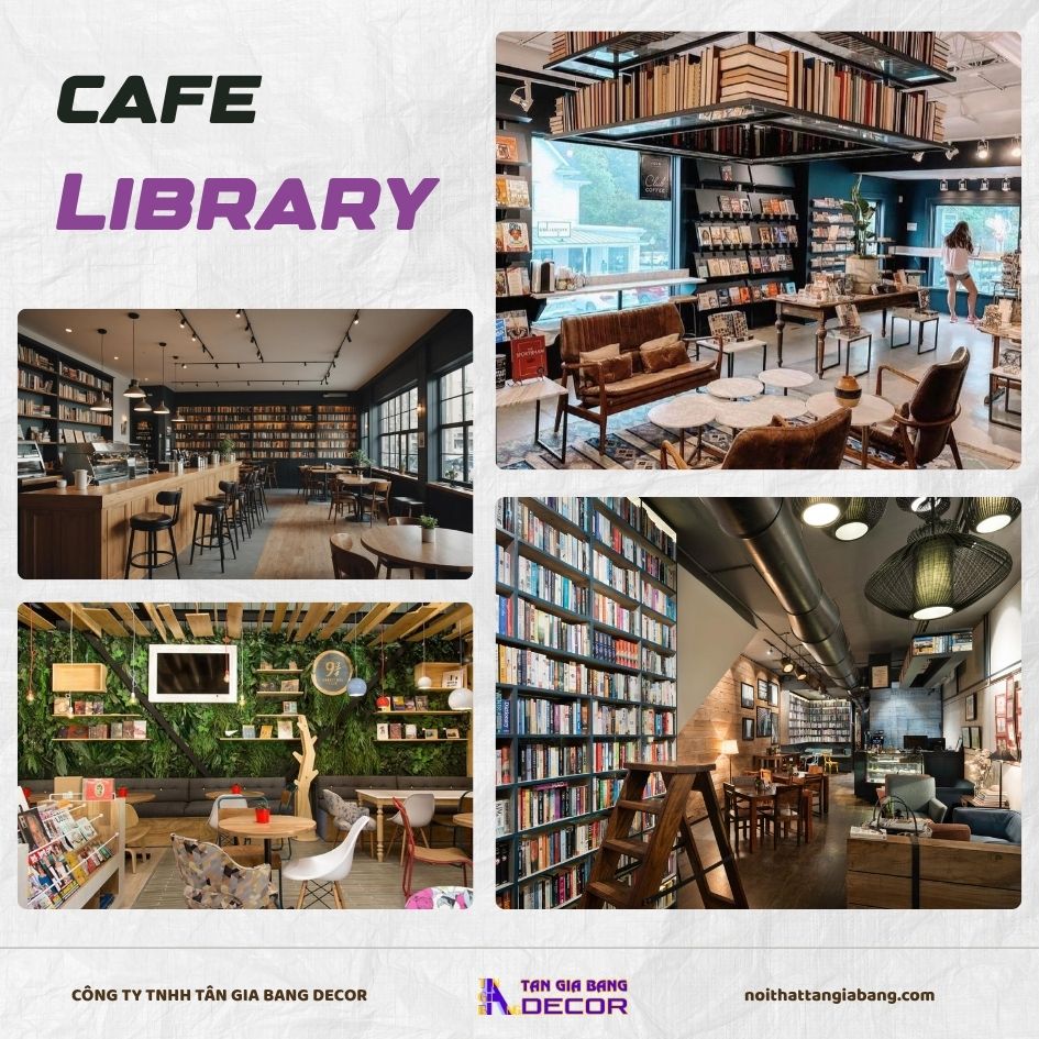 10 Phong cách thiết kế Quán cafe thu hút giới trẻ mới nhất 2 Quán cafe kết hợp thư viện