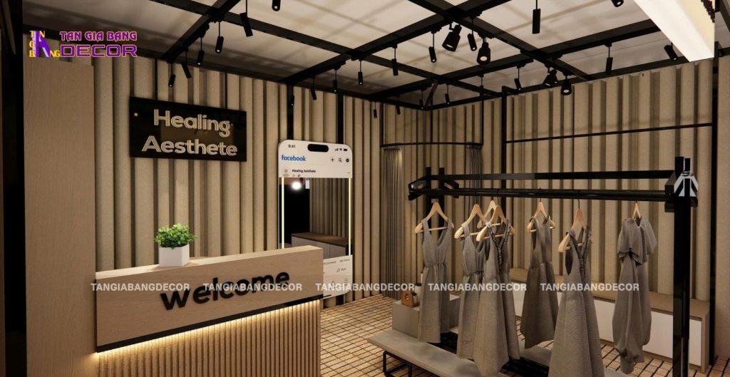 decor noi that shop thoi trang goldie