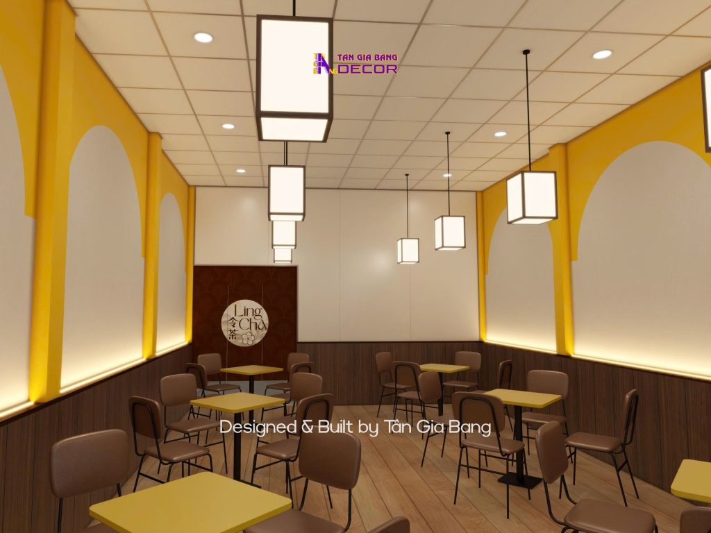 Thiết kế nội thất quán trà sữa Ling Cha tại Đồng Nai 1 decor noi that quan tra sua lingcha 2