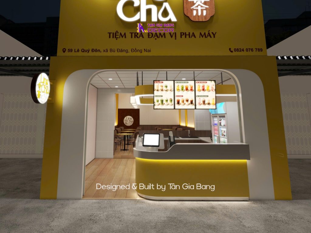Thiết kế nội thất quán trà sữa Ling Cha tại Đồng Nai 5 thiet ke bang hieu quan tra sua lingcha
